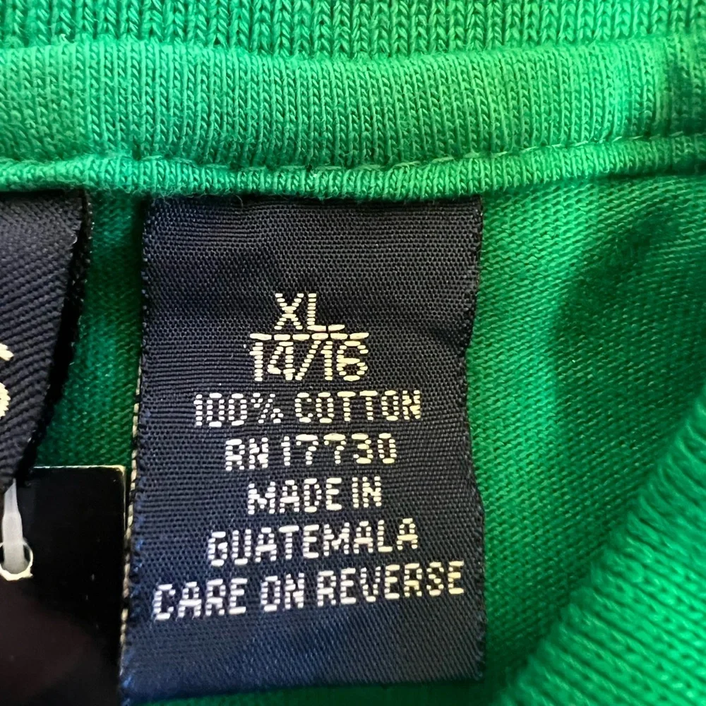 Two Children’s Kelly Green Polo Shirts with 3-Button Closure. Large & XLarge New
